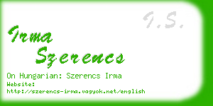 irma szerencs business card